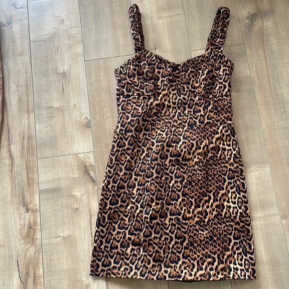 Zara Bodycon Cheetah Leopard Animal Print Mini Dress Sz S - Picture 2 of 7